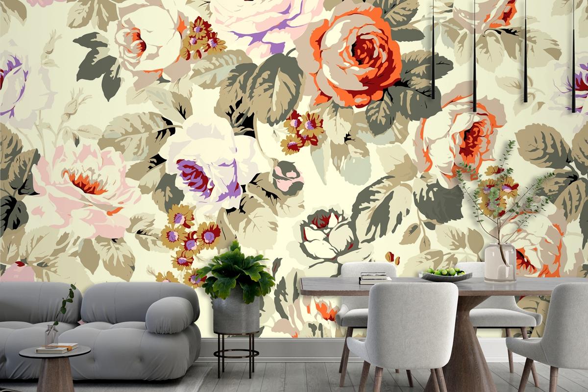 Flowers Repeat Pattern Design Wallpaper Mural
