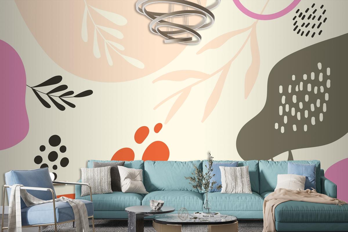 Hand Drawn Flat Design Abstract Doodle Living Room Wallpaper Mural