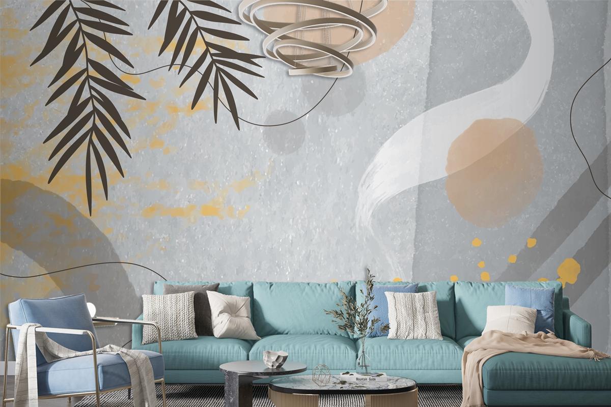 Watercolor Abstract Doodle Living Room Wallpaper Mural
