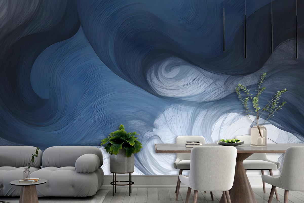 Abstract Dark Blue Brush Wallpaper Mural