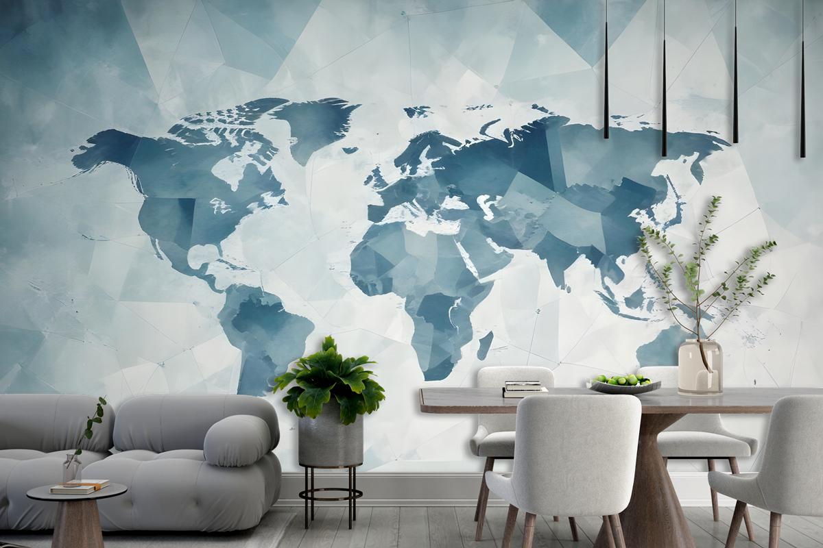 Abstract Map With Geometric Line Wallpaper Mural