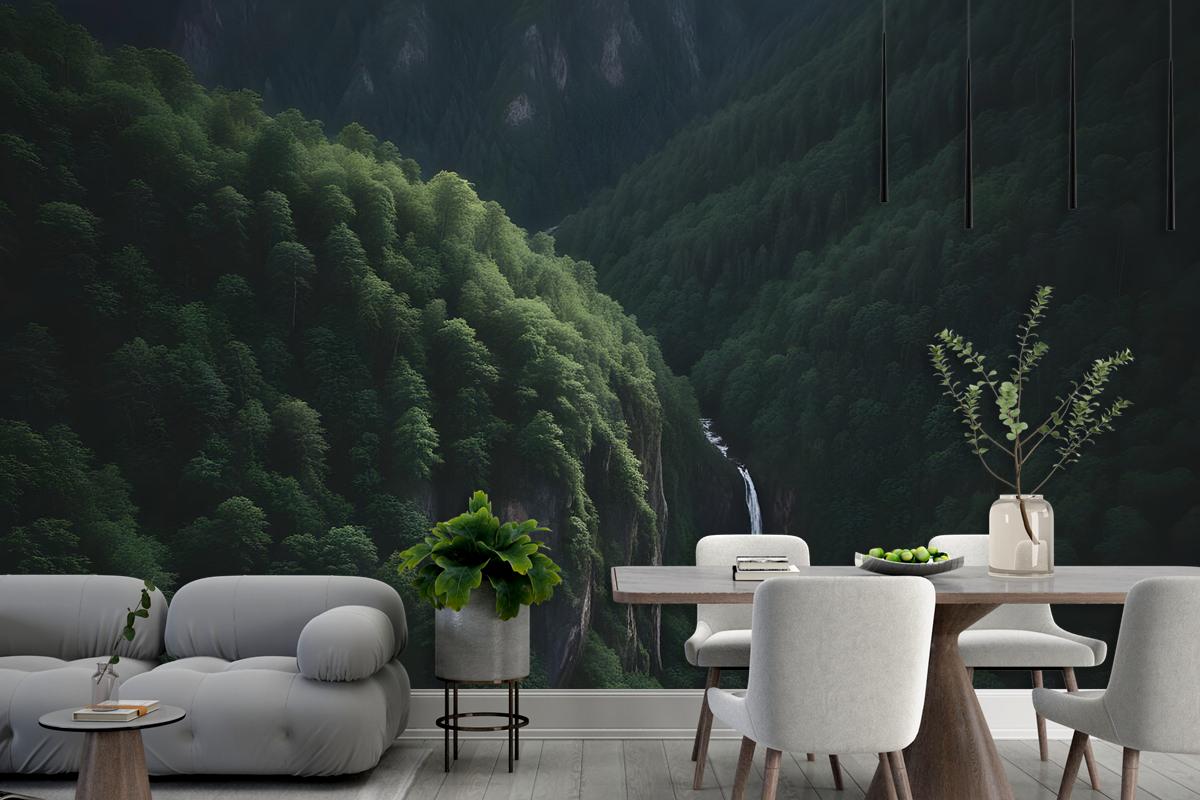 Aerial Nature Forest On Mountains View Wallpaper Mural