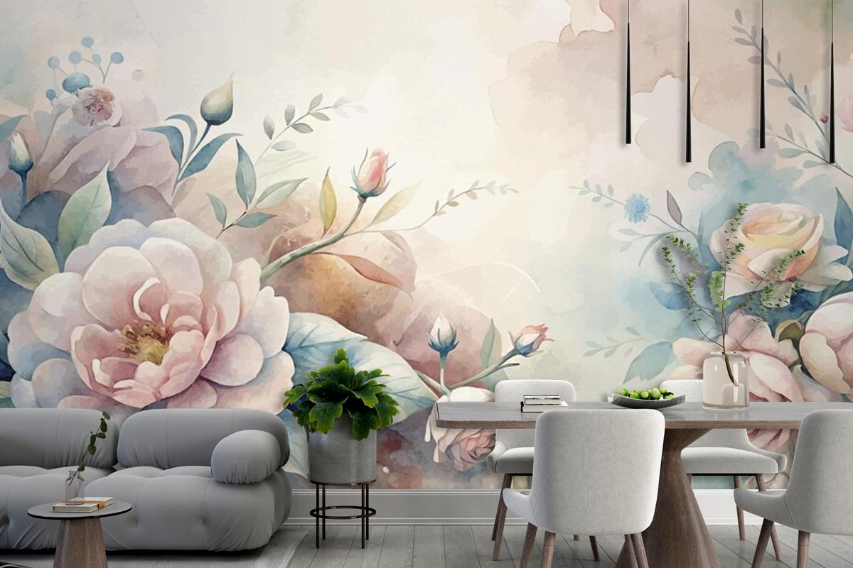 Beautiful Watercolor Flower Background Wallpaper Mural