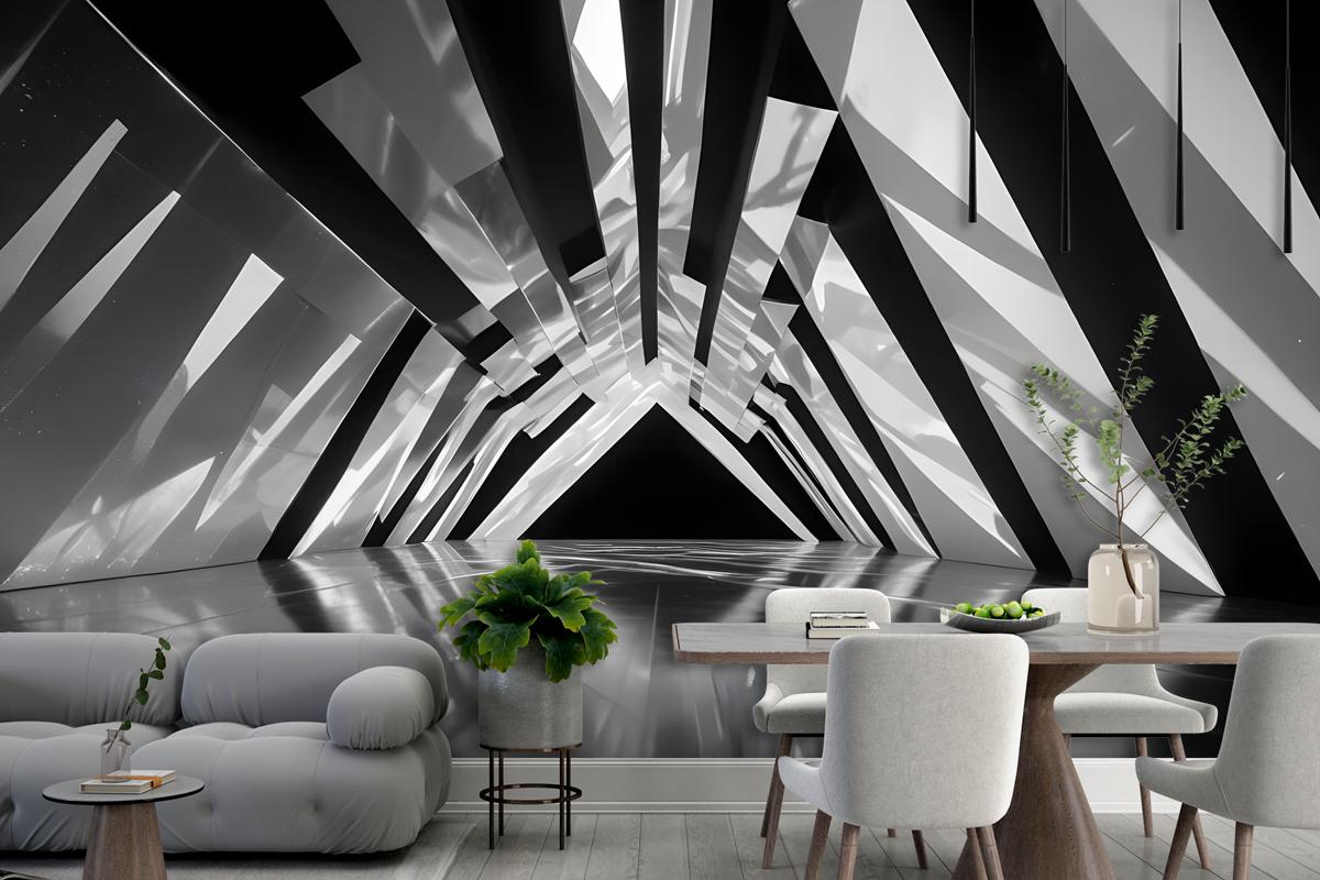 Black And White Architectural Iridescent Style Wallpaper Mural