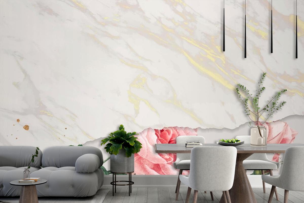 Blank Pink Rose Frame Wallpaper Mural