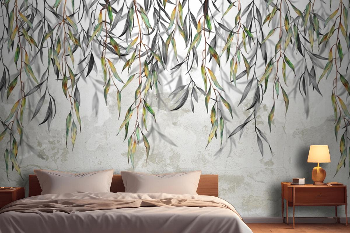 Branches Hang From Above In The Background Bedroom Wallpaper Mural
