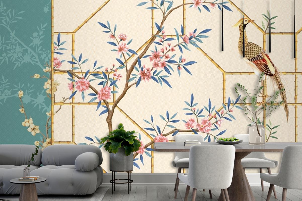 Watercolor Handpainted Rose Peony Flower Abstract Wallpaper Mural