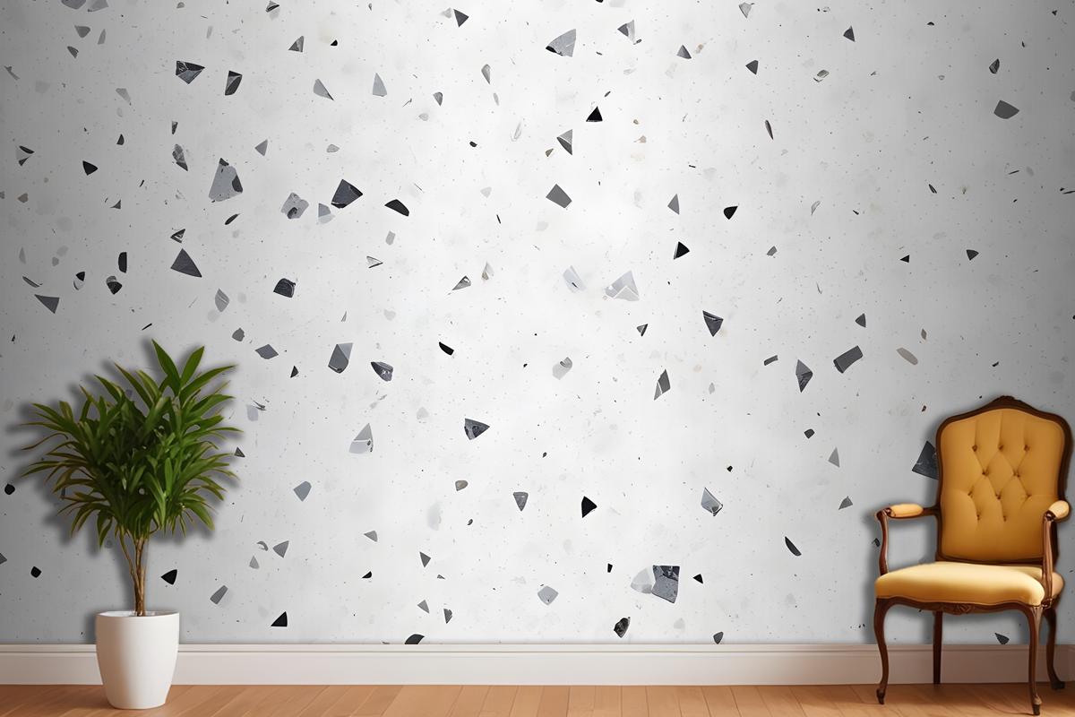 Closeup View Of A White And Gray Speckled Surface Resembling A Terrazzo Material Wallpaper Mural