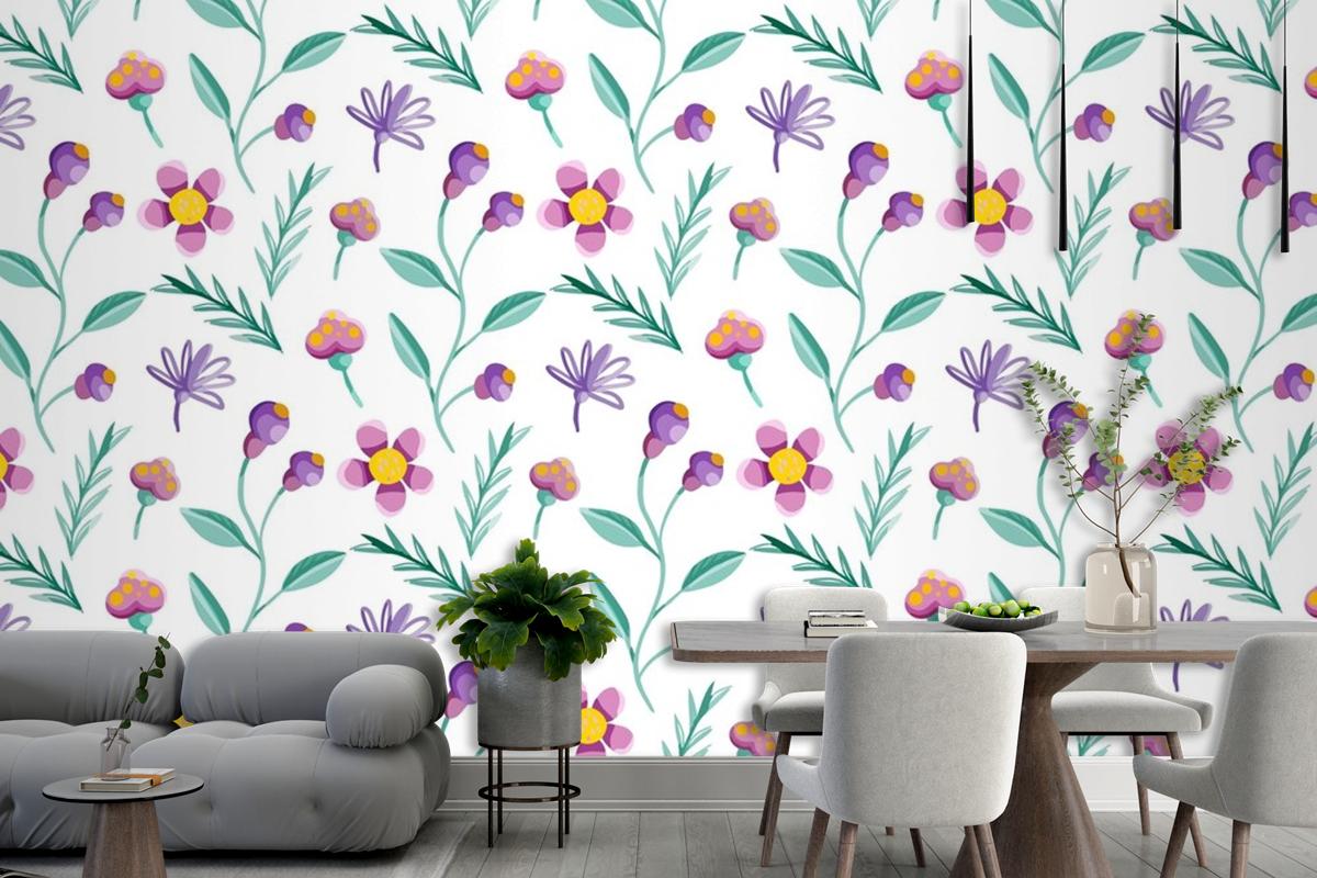 Colorful Floral Pattern Wallpaper Mural