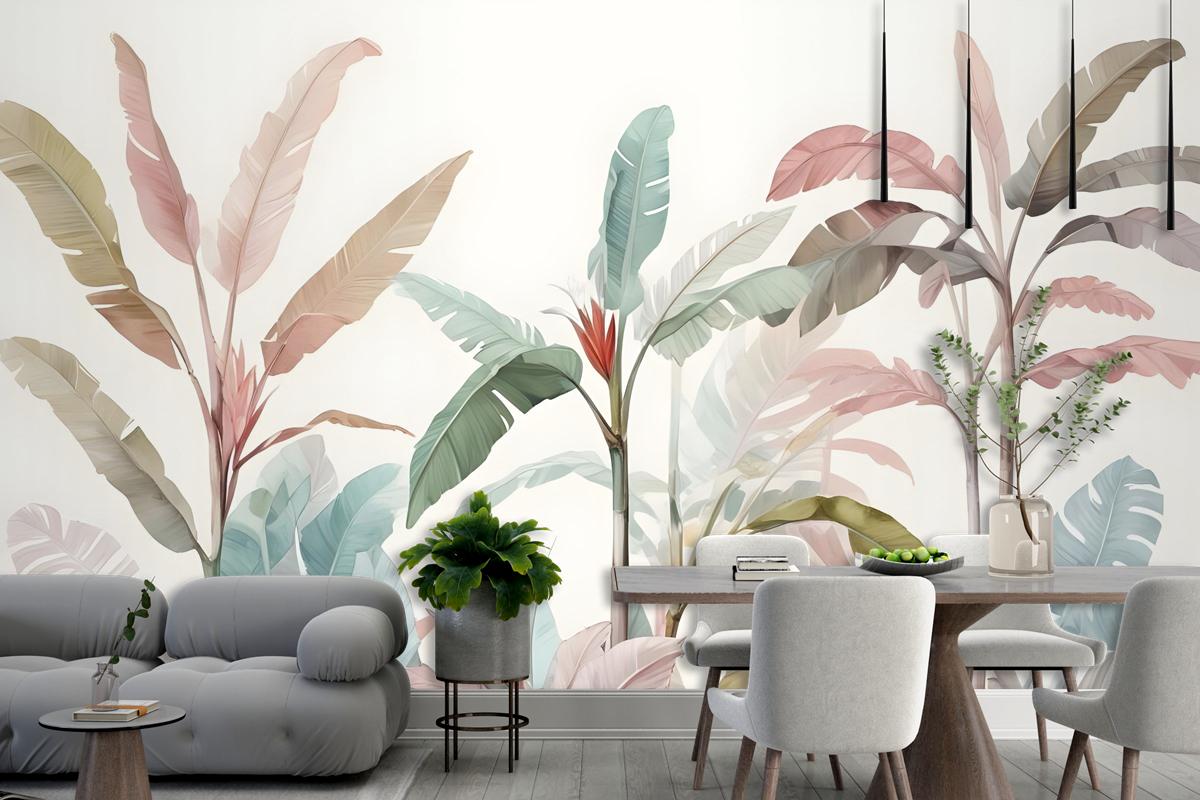 Colorful Tropical Banana Tree Wallpaper Mural