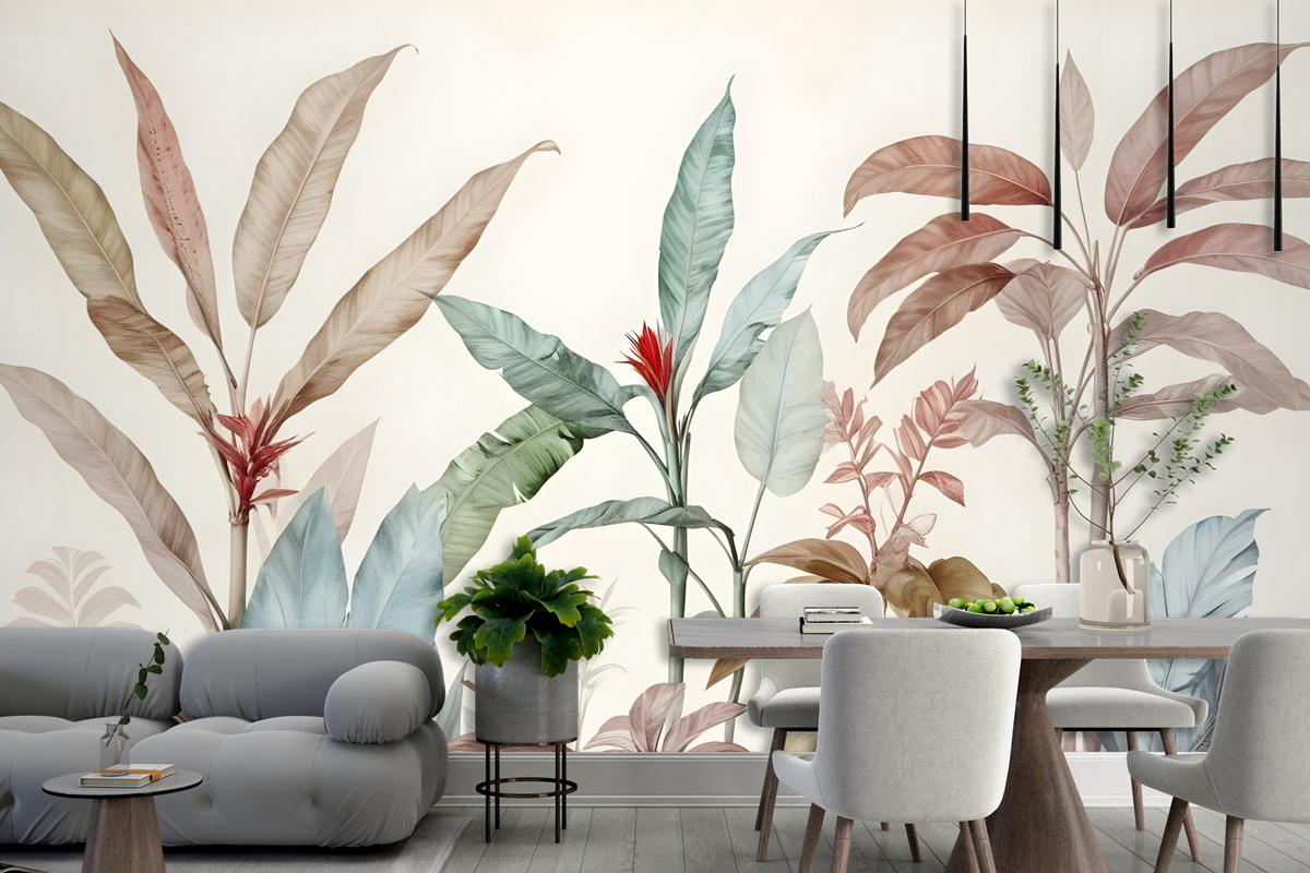 Colorful Tropical Banana Tree Bedroom Wallpaper Mural