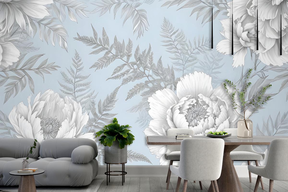 Drawing Floral Bouquet Art Bedroom Wallpaper Mural