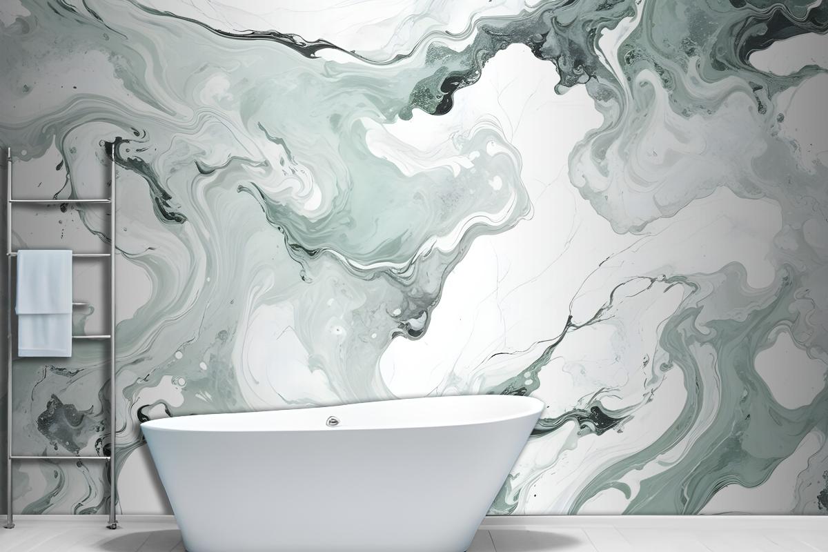 Green Marbleized Wallpaper Mural