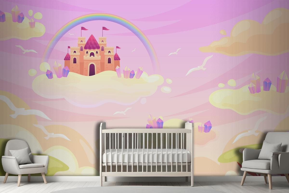 Hand Drawn Fairytale Background Girl Wallpaper Mural