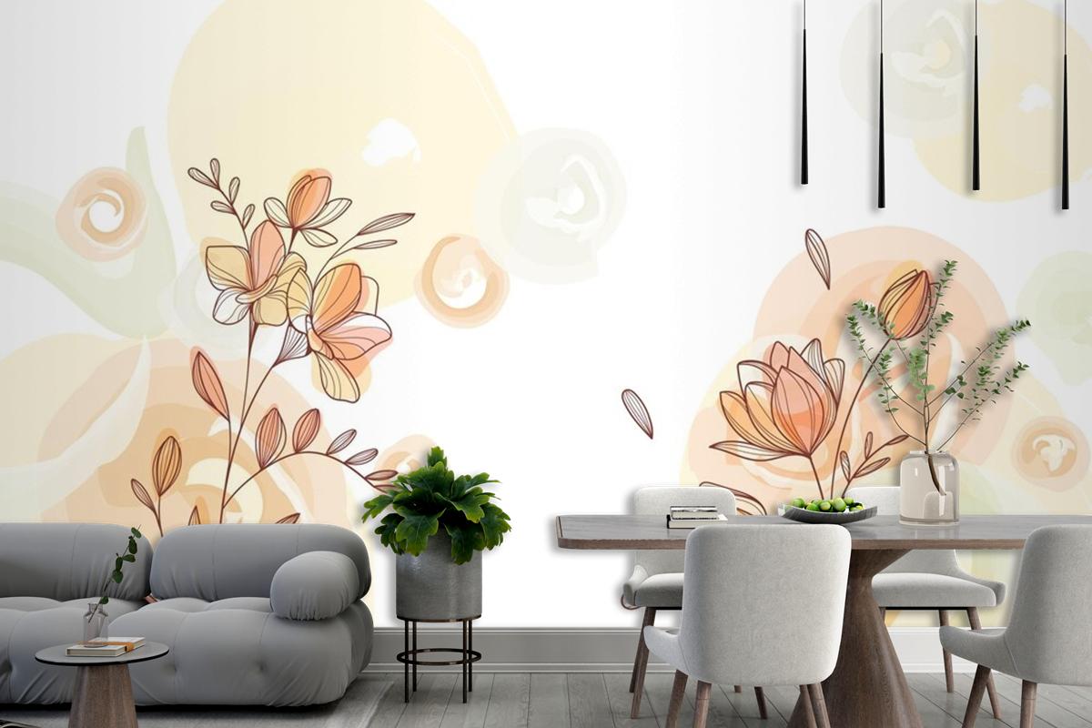 Hand Drawn Flowers Background Wallpaper Mural