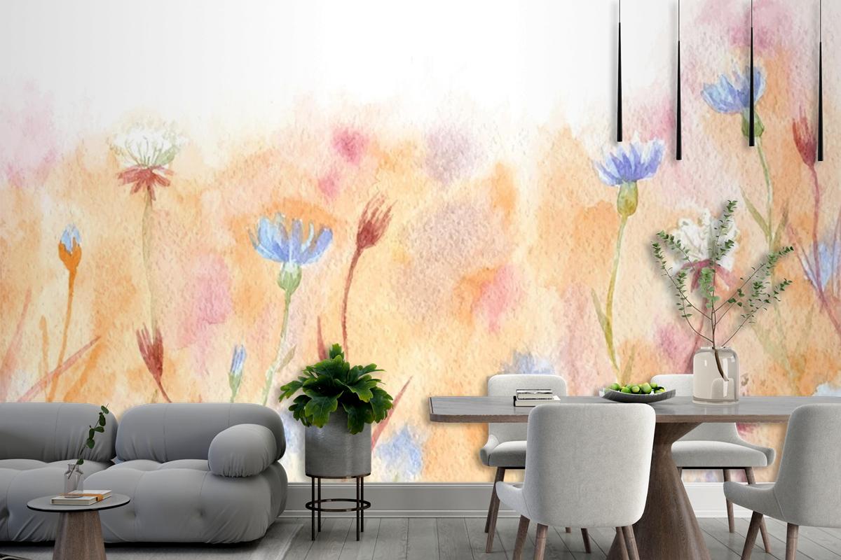 Hand Painted Watercolor Nature Wallpaper Mural