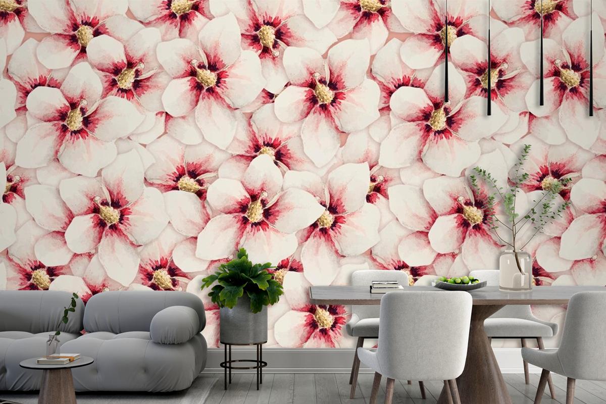 Hibiscus Flower Pattern Background Wallpaper Mural