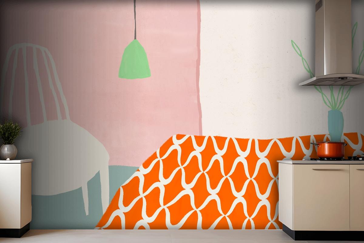 Kitchen Table Wallpaper Vector Cute Hand Drawn Home Interior Wallpaper Mural