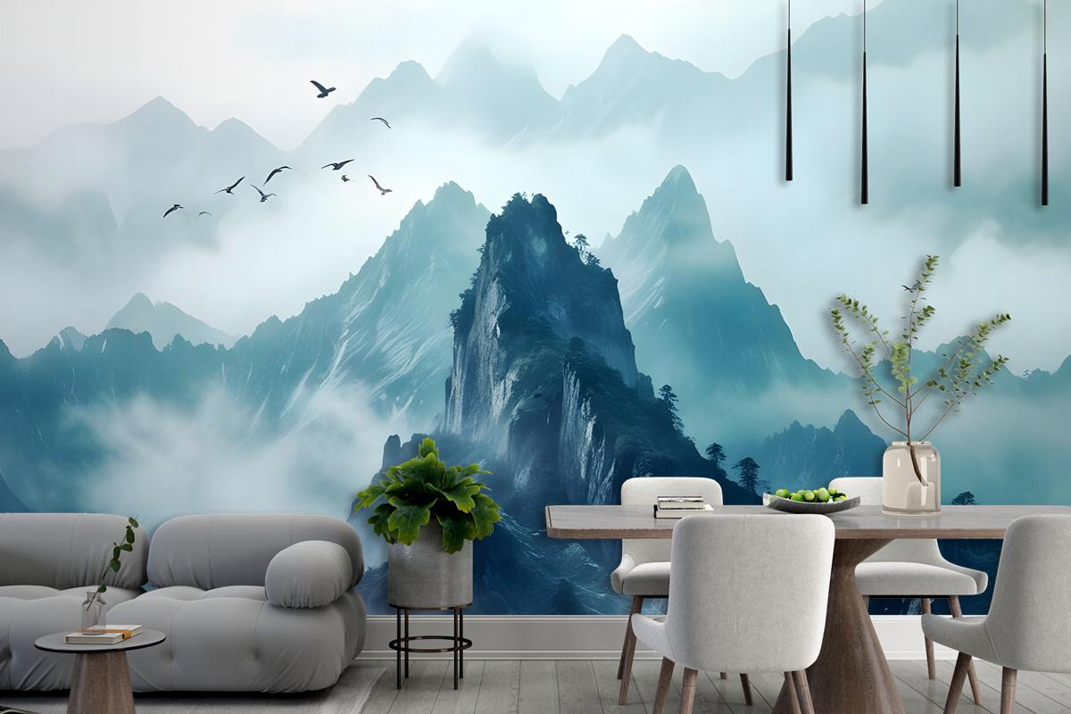 Misty Mountain Landscape Wallpaper Mural