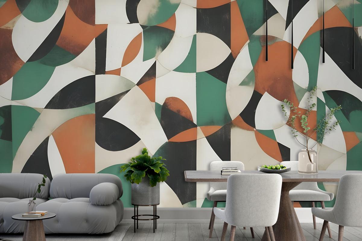 Modern Abstract Art With Retro Colorful Geometric Wallpaper Mural