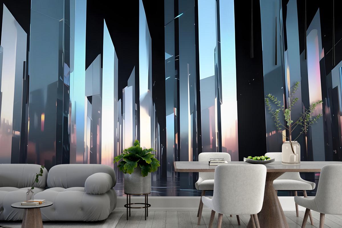 Modern Flat Black And White Bright And Reflective Atmosphere Light Effects Wallpaper Mural