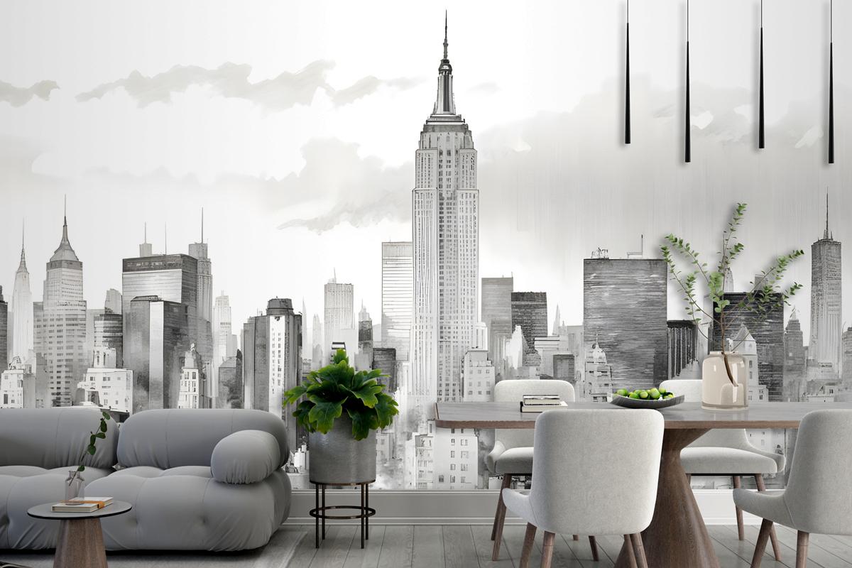Monochrome Charcoal New York City Wallpaper Mural