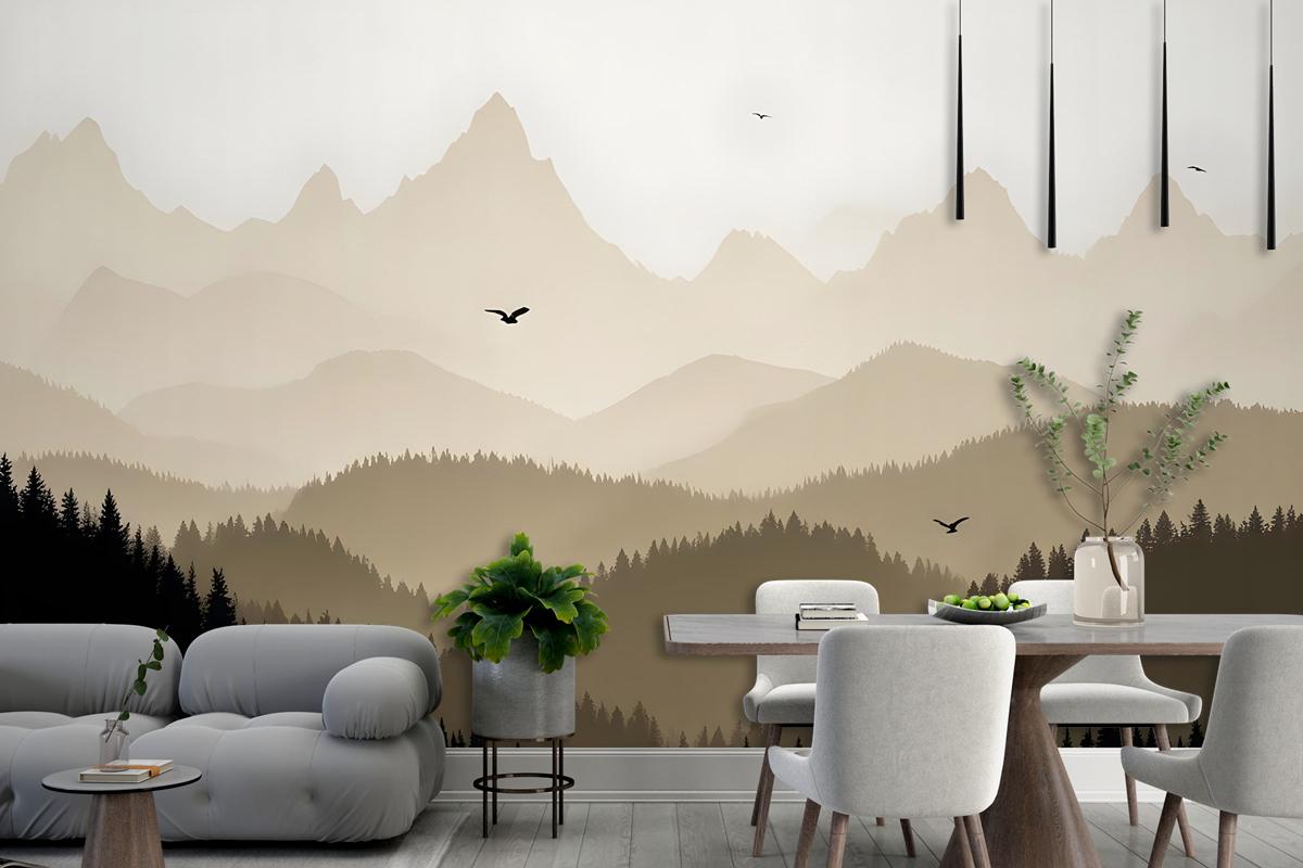 Mountain Landscape Silhouette Wallpaper Mural