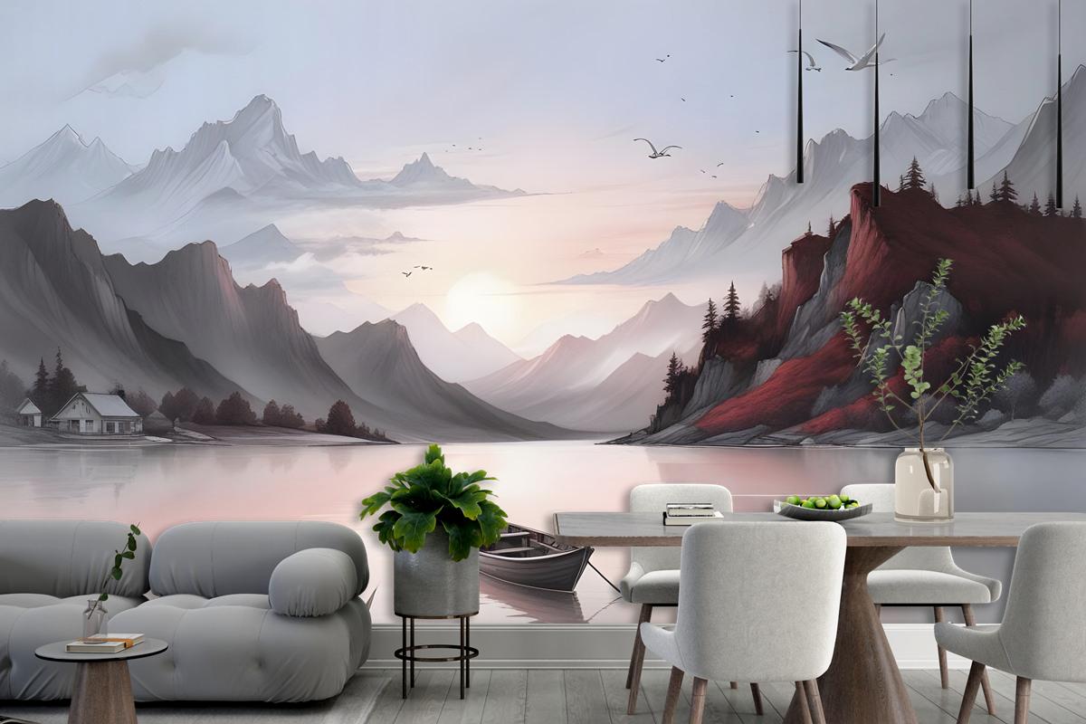 Nature Landscape With Mountains Wallpaper Mural