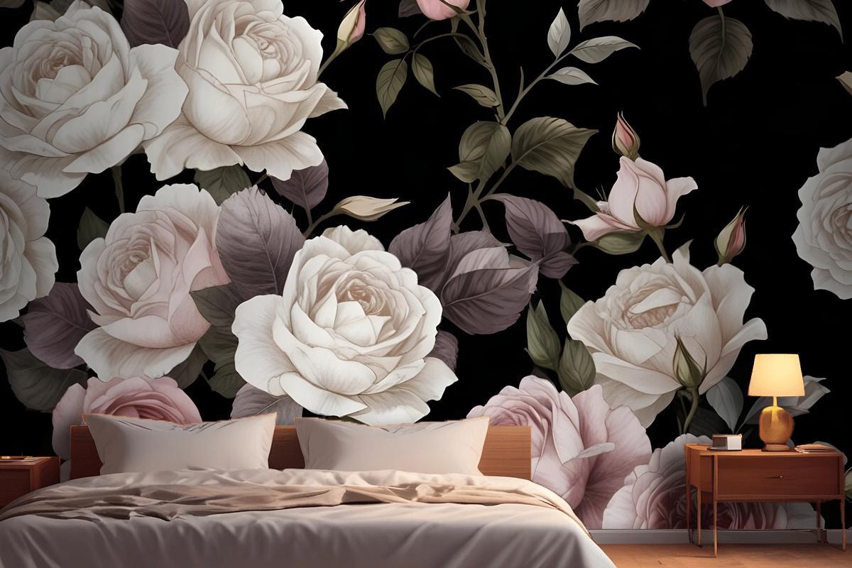 Purple & Pink Dark Floral Wallpaper Mural