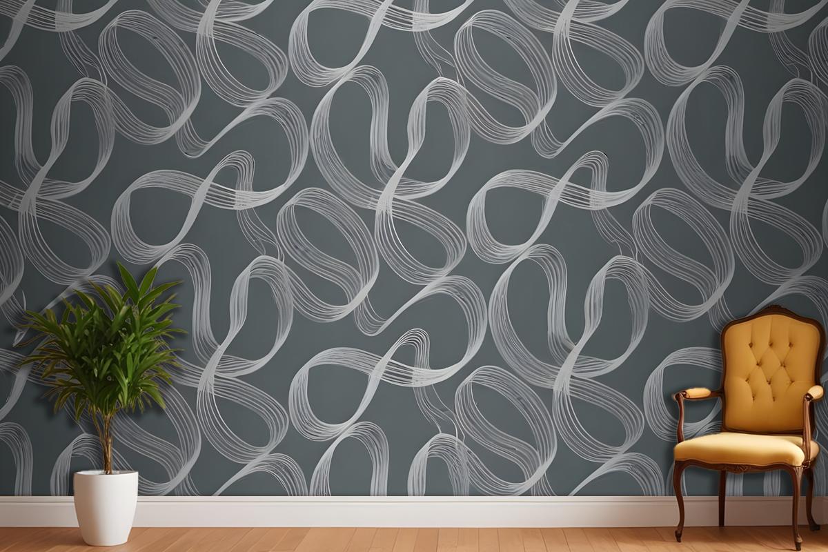 Seamless Abstract Pattern With Flowing Organic Shapes In Shades Of Gray And White Wallpaper Mural