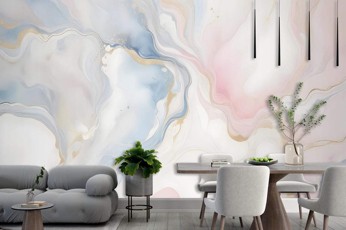 Soft Neutral Abstract Marble Art Wallpaper Mural