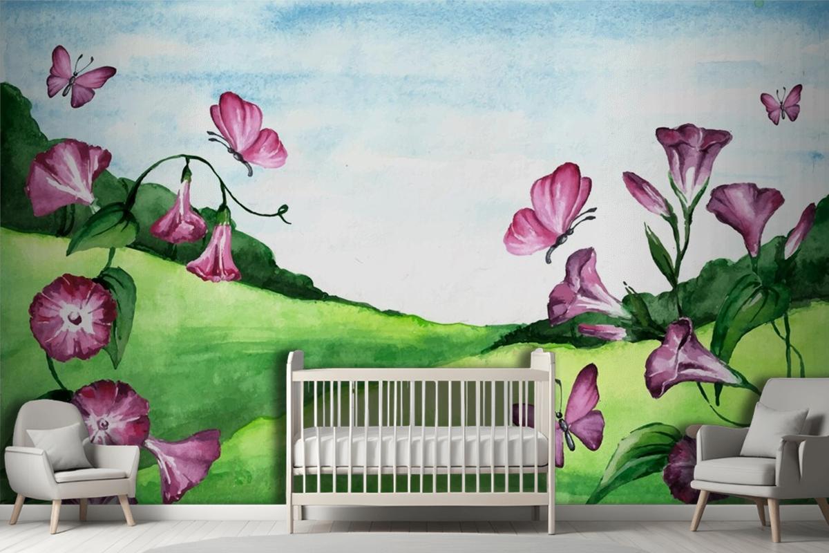 Spring Landscape Girl Wallpaper Mural