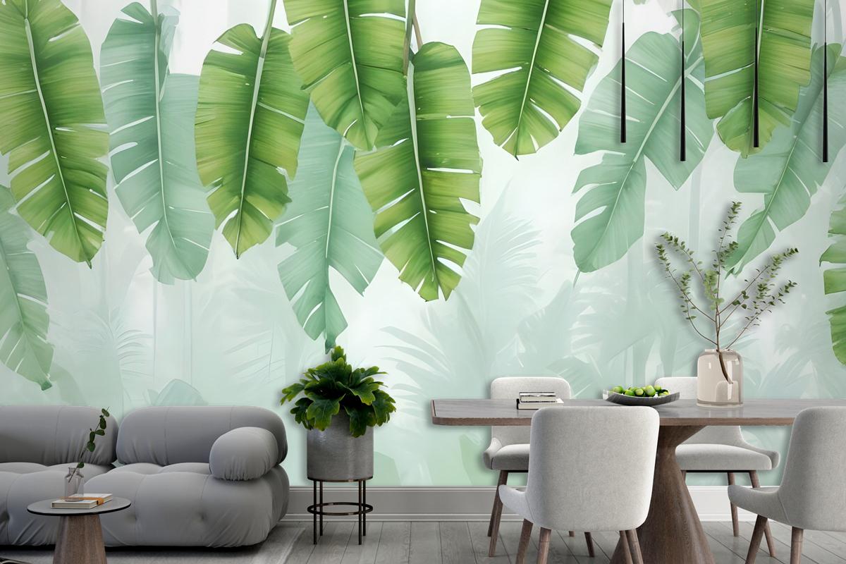 Tropical Leaves And Shading Leaf Wallpaper Mural