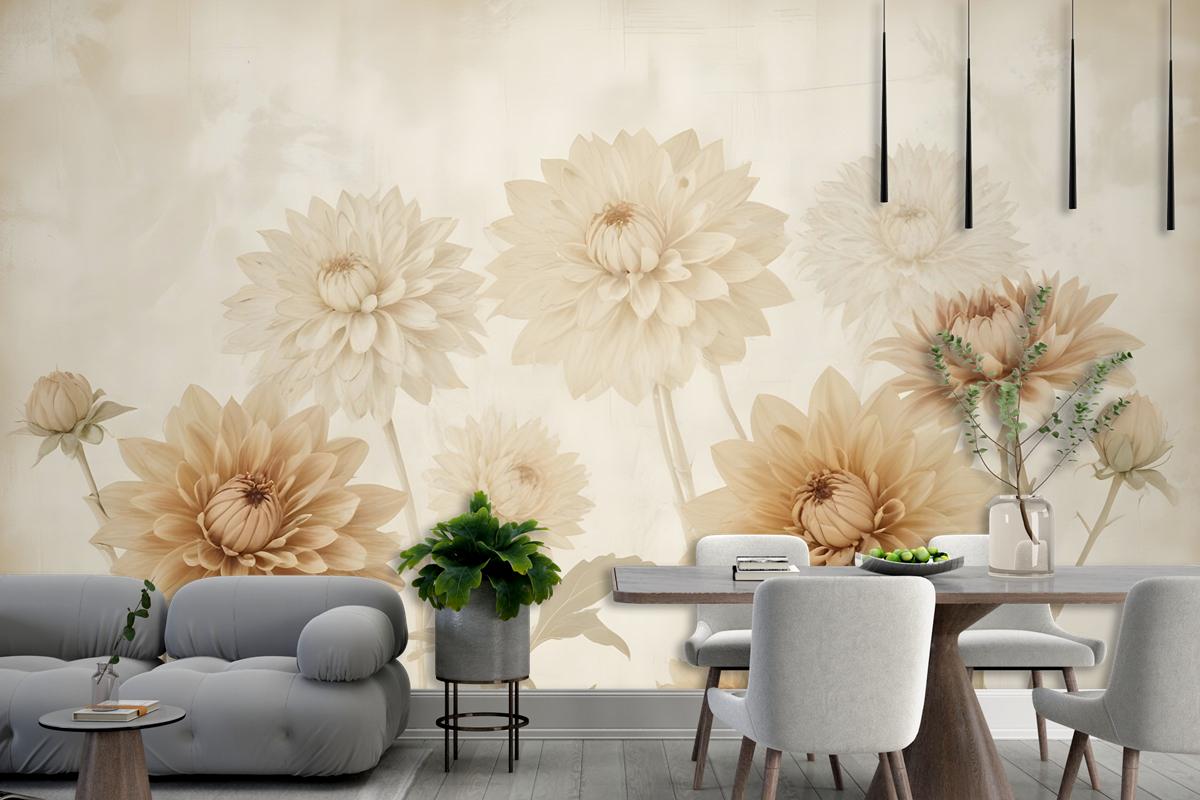 Vintage Dahlia Flower Wallpaper Mural