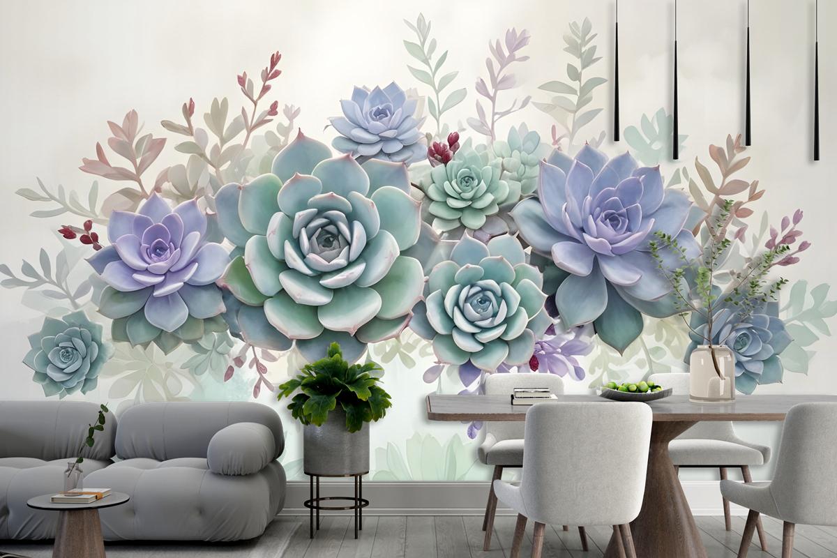 Vintage Purple Flowers Wallpaper Mural