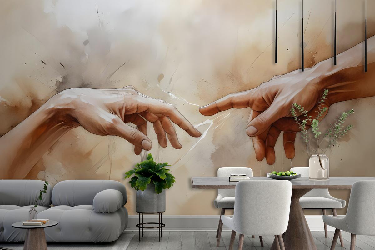 Watercolor Abstract Hands Wallpaper Mural