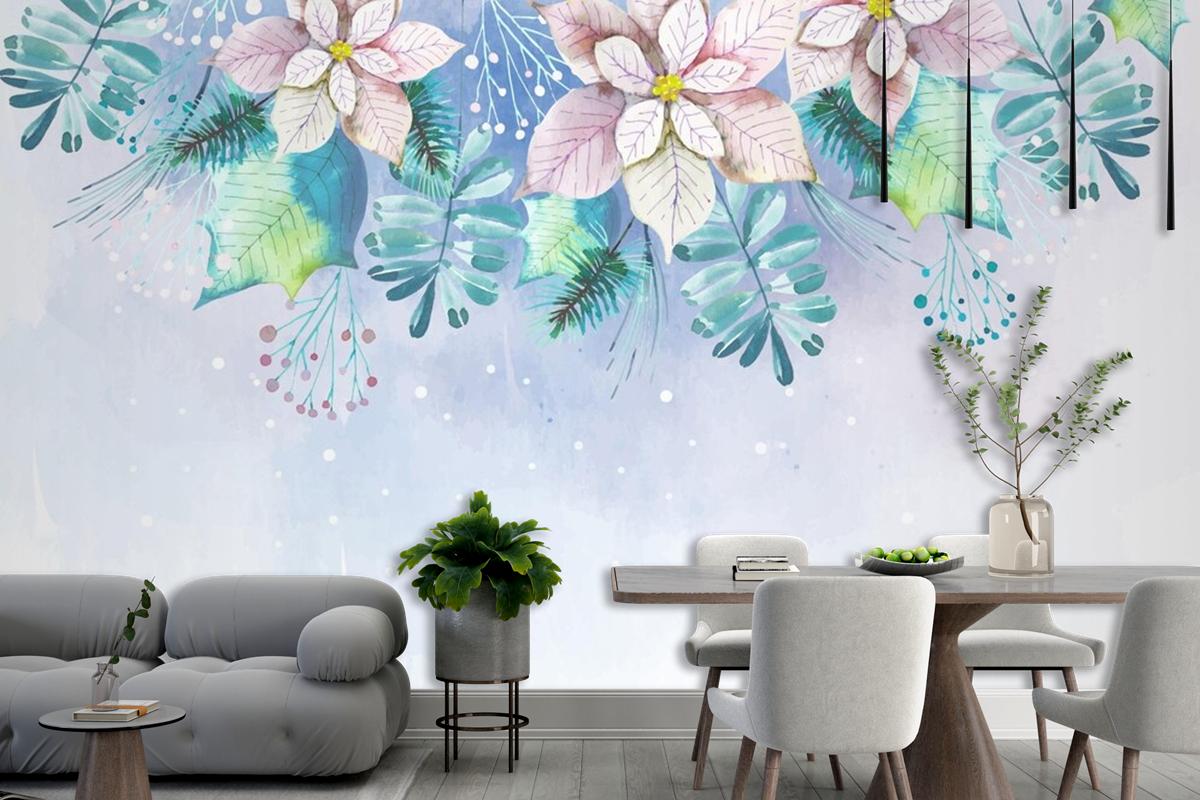 Watercolor Christmas Background Theme Wallpaper Mural