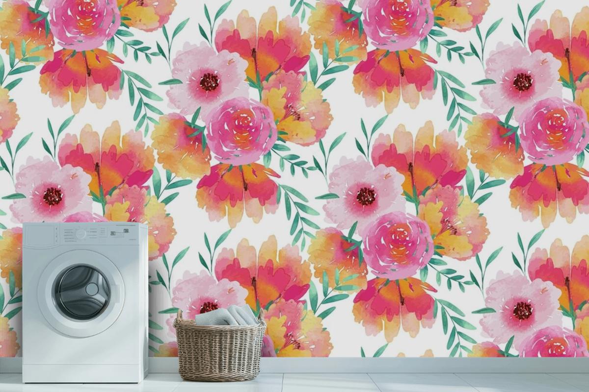 Watercolor Floral Seamless Pattern Template Wallpaper Mural