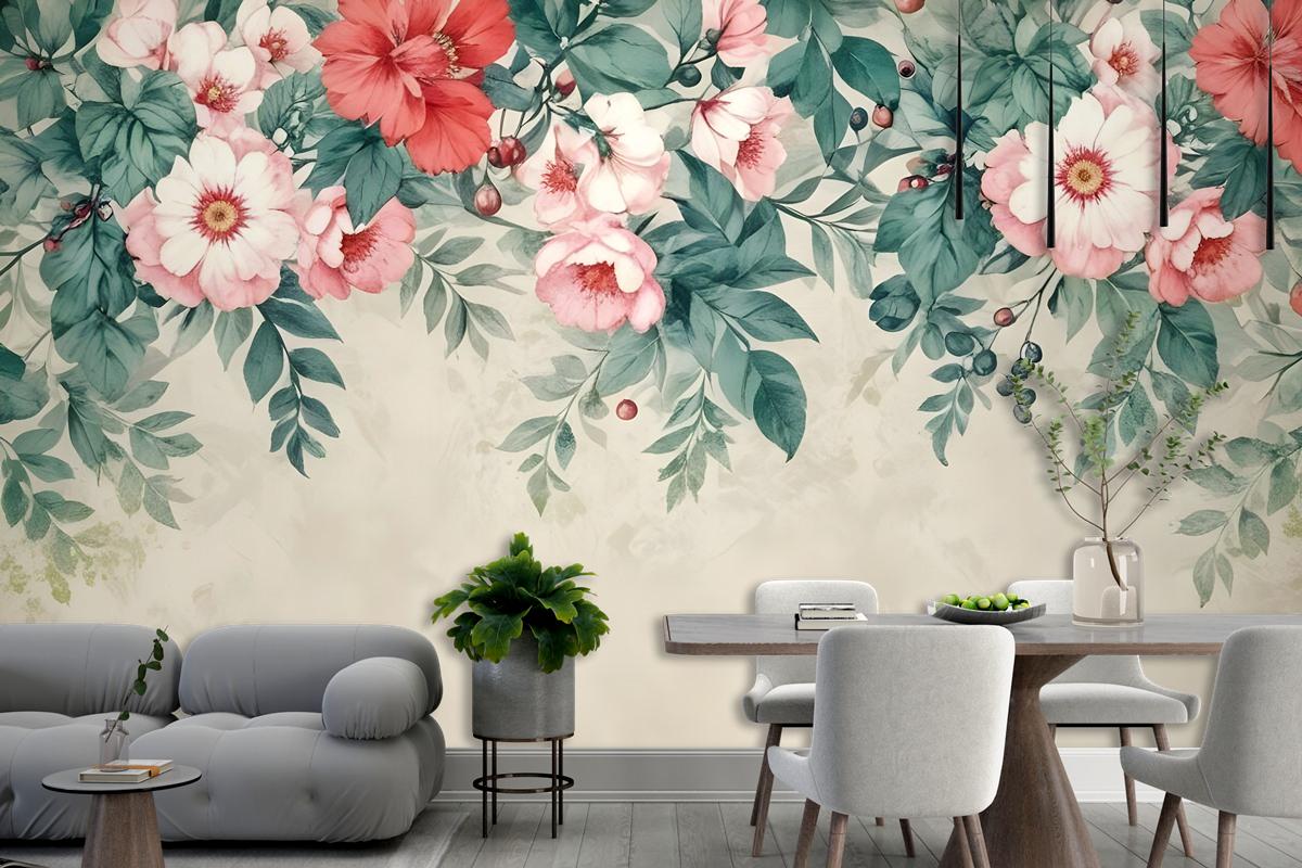 Watercolor Floral Wallpaper Mural