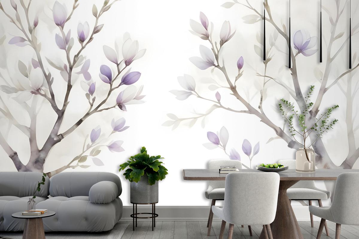 Watercolor Magnolia Floral Wallpaper Mural