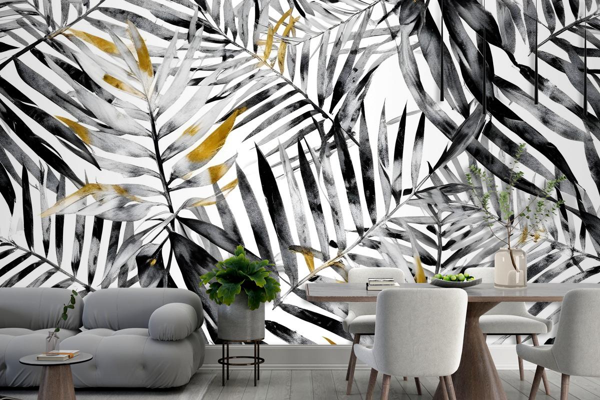 Watercolor Palm Leaf Pattern Wallpaper