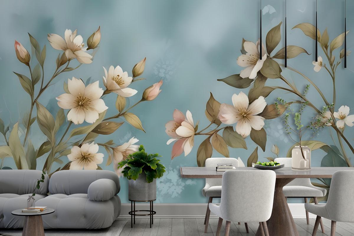 Watercolor Vintage Floral Wallpaper Mural