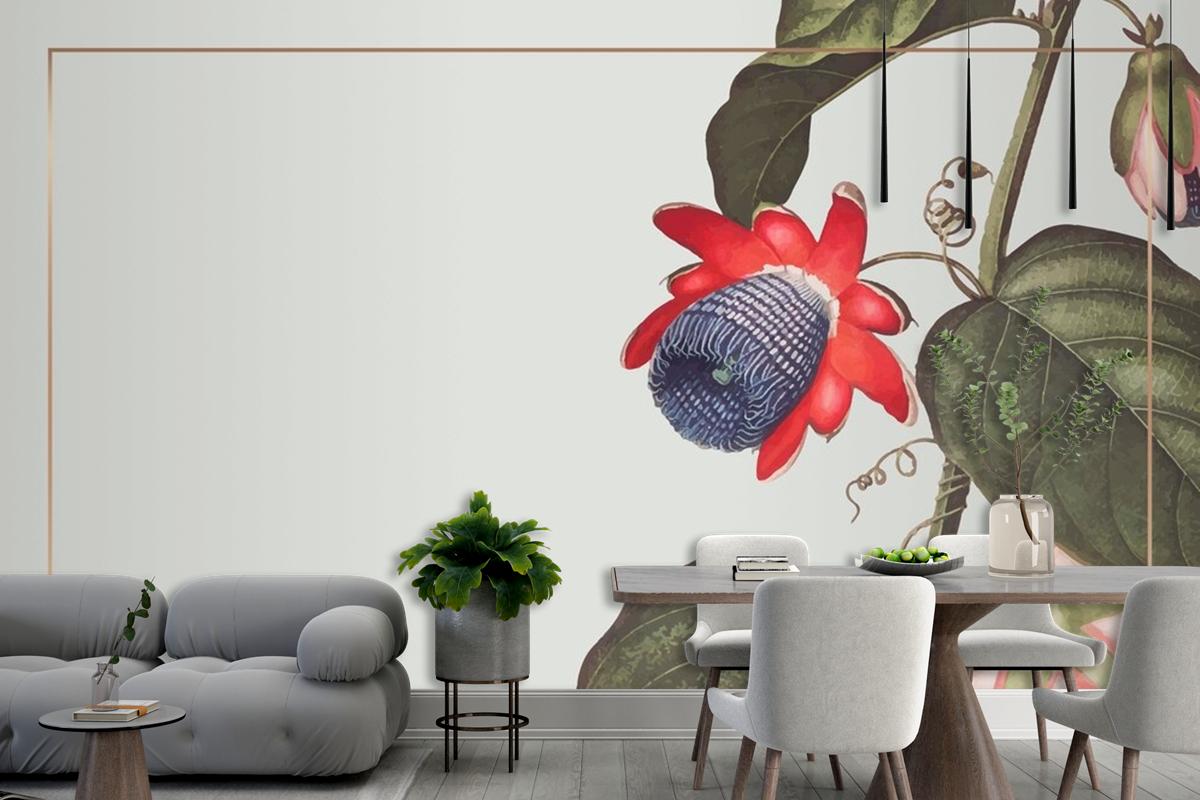 The Winged Passion Flower Rectangle Frame Wallpaper Mural