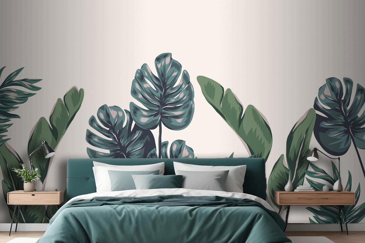 Tropical Foliage Mural Bedroom Wallpaper Mural