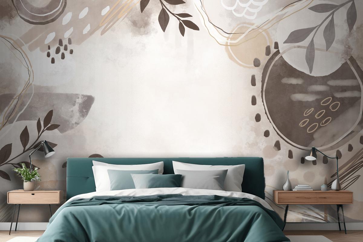 Watercolor Neutral Earth Tones Bedroom Wallpaper Mural