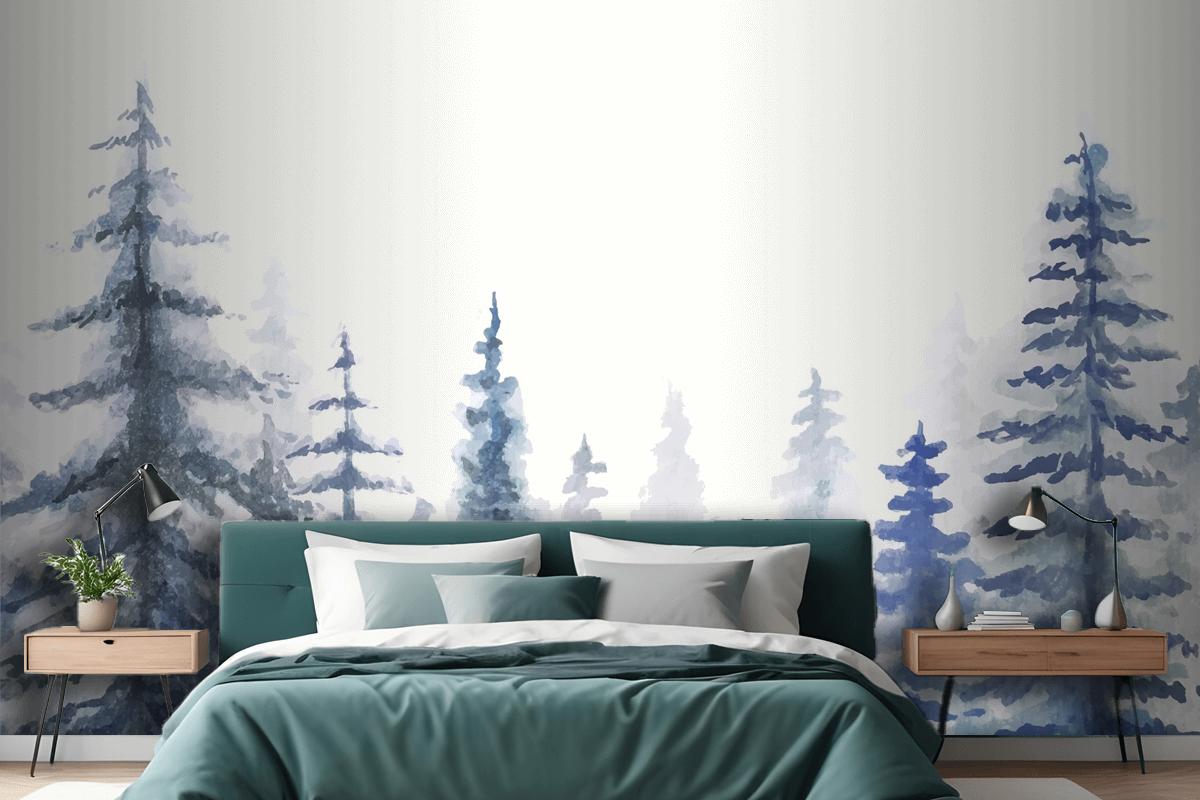 Hand Painted Watercolor Nature Background Bedroom Wallpaper Mural
