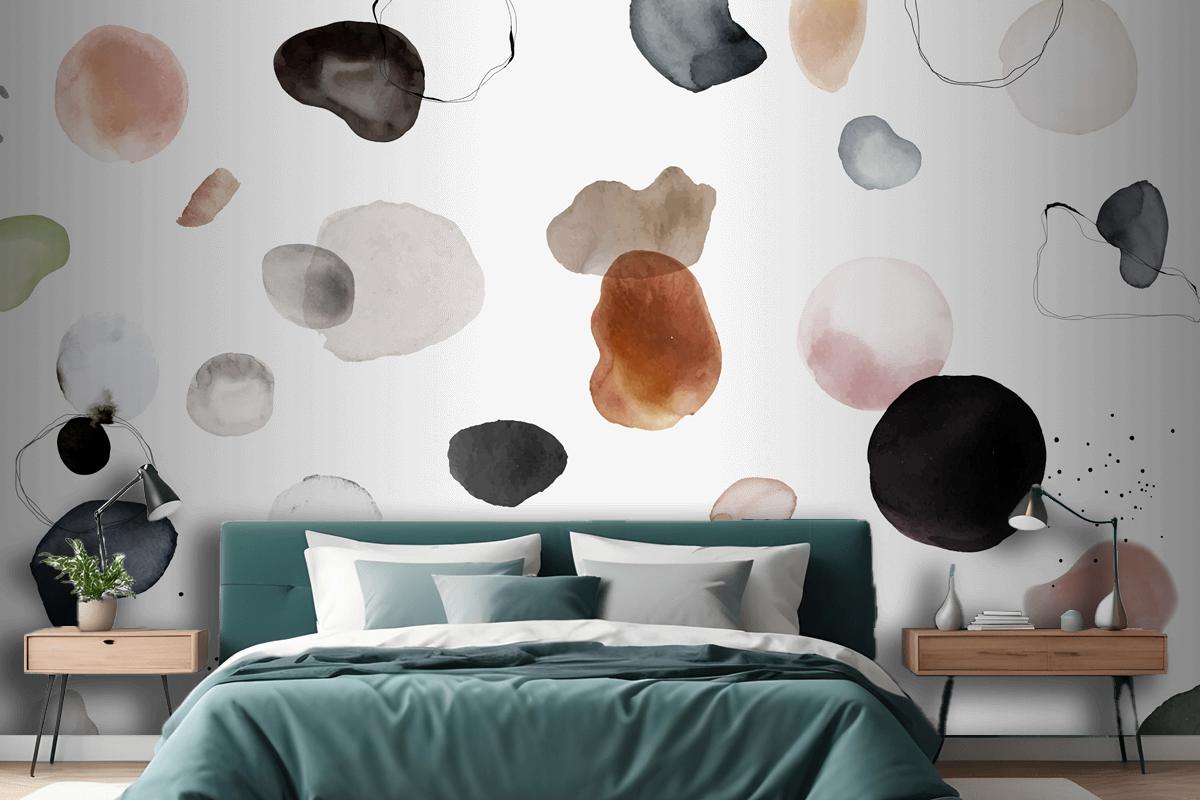 Colorful Watercolor Stain Badge Set Bedroom Wallpaper Mural