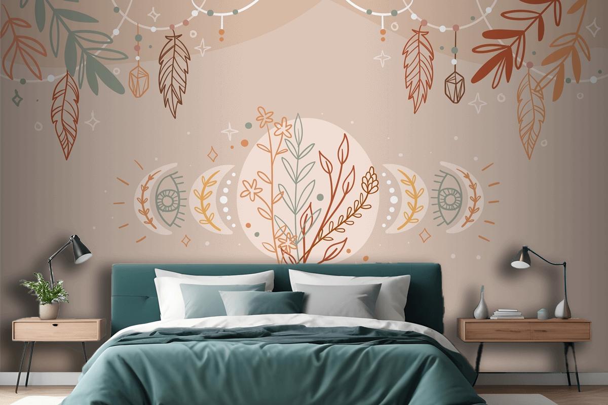 Hand Drawn Boho Background Bedroom Wallpaper Mural