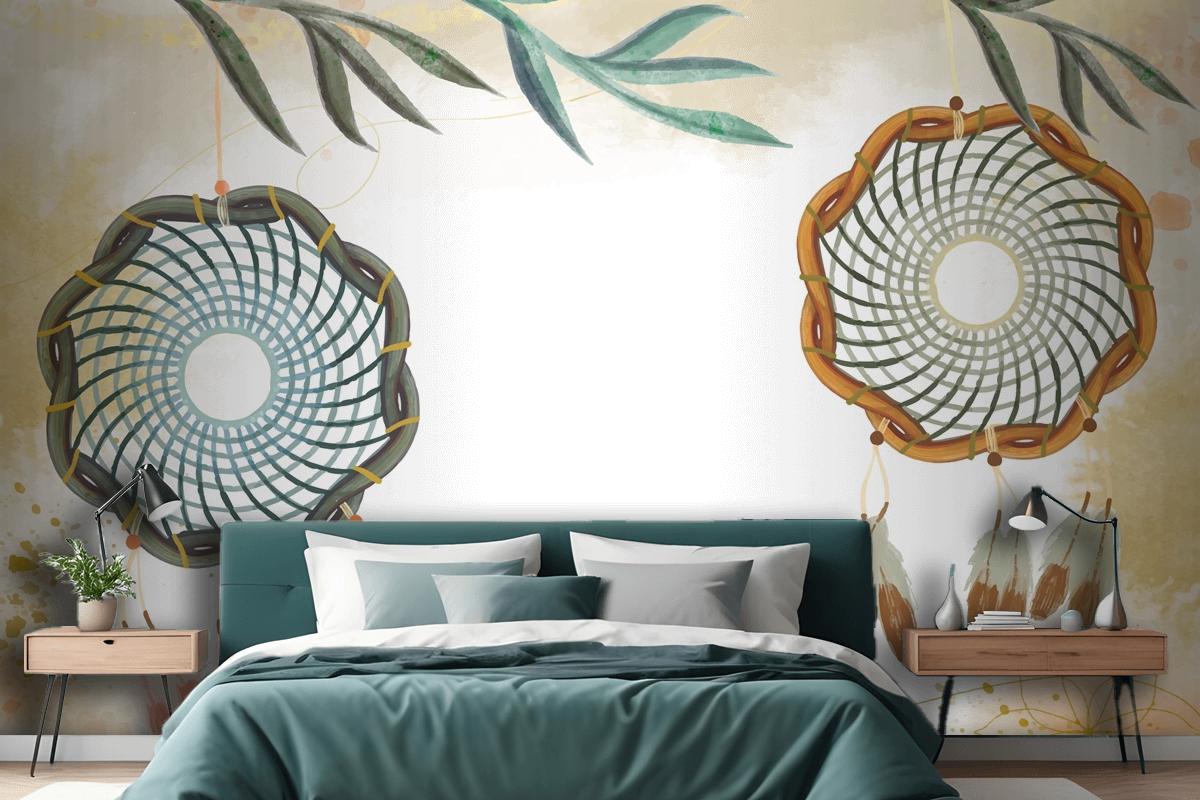 Watercolor Boho Background Bedroom Wallpaper Mural