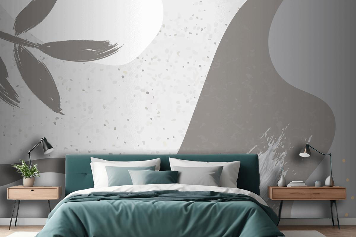 Grayish Botanical Memphis Pattern Background Bedroom Wallpaper Mural